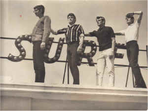 On the roof of the Surf Room, Jersey 1965. L to R: Roger Truth, Nick Simper, (some guy included in the picture because Buddy wanted four people! Reason unknown), Buddy Britten. 